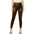 thumbnail image 1 of ABATAB Leggings for Women Soft Leather High Waisted Yoga Trousers Slim Fit Skinny Workout Exercise Pants, 1 of 6