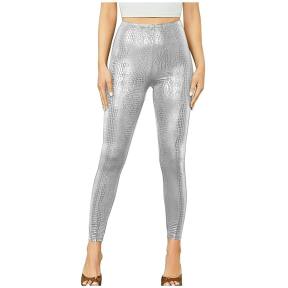 ABATAB Leggings for Women Soft Leather High Waisted Yoga Trousers Slim Fit Skinny Workout Exercise Pants