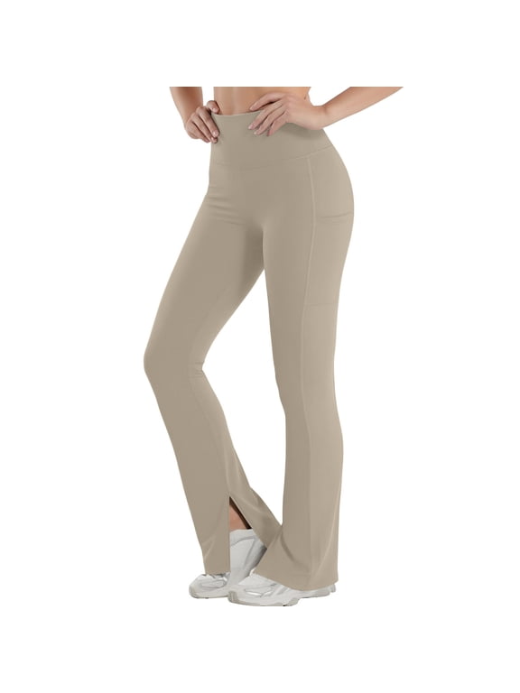 Leggings with Pockets for Women Lightweight Soft High Waist Yoga Pants Workout Running Split Trousers Fashion Clothing