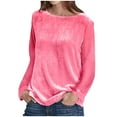 thumbnail image 1 of ABATAB Long Sleeve Pullover Tops for Women Warm Velvet Fall Shirts Solid Color Crew Neck Casual Tshirts Ladies Fall Outfits(Large,Pink 1), 1 of 7