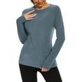 thumbnail image 1 of ABATAB Long Sleeve Pullover for Women Warm Crew Neck Undershirts Thin Fleece Shirts Fall Winter Thermal Layering Tops(X-Large,Navy), 1 of 7