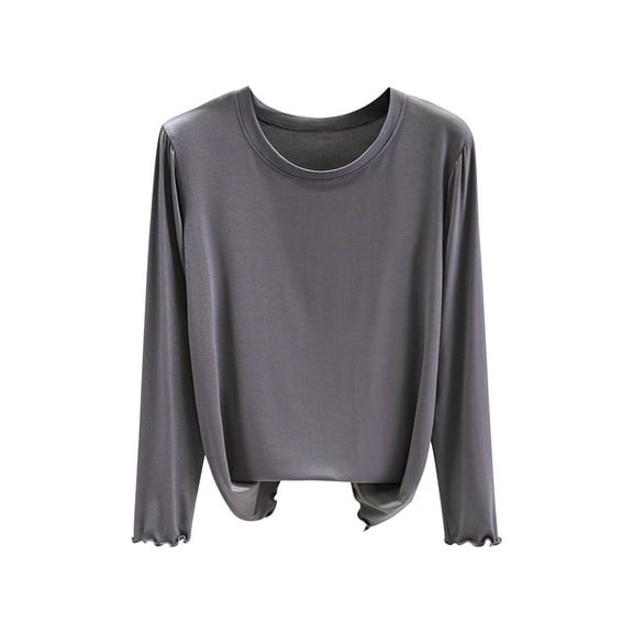 ABATAB Long Sleeve Shirts for Women Loose Fit Crewneck Basic Tees Fall Tops Outfits Casual Undershirts Clothes