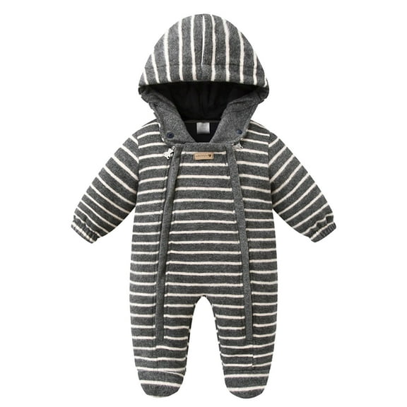 ABATAB Newborn Baby Boy Girl Romper Outfits Button up Long Sleeve Footed Jumpsuit with Mittens Infant Warm Winter Clothes