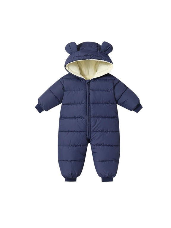 Newborn Baby Boy Girl down Jacket Hoodies Zipper Warm Rompers Infant Thermal Onesies Snowsuit Cold Winter Outfits