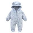 thumbnail image 1 of ABATAB Newborn Baby Snowsuit Outfit Long Sleeve Rompers with Mittens and Footies Infant Girls Boys Winter Fleece Hooded Clothes, 1 of 6