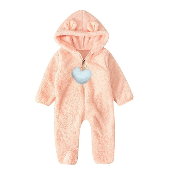 ABATAB Newborn Baby Unisex Jumpsuit Hooded Fleece Rompers Long Sleeve Footed Zipper Onesies Girl Boy Outwear Outfits