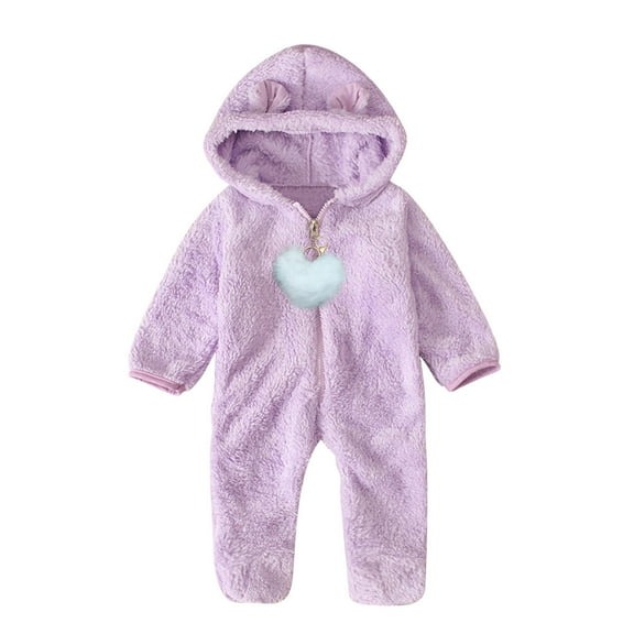 ABATAB Newborn Baby Unisex Jumpsuit Hooded Fleece Rompers Long Sleeve Footed Zipper Onesies Girl Boy Outwear Outfits