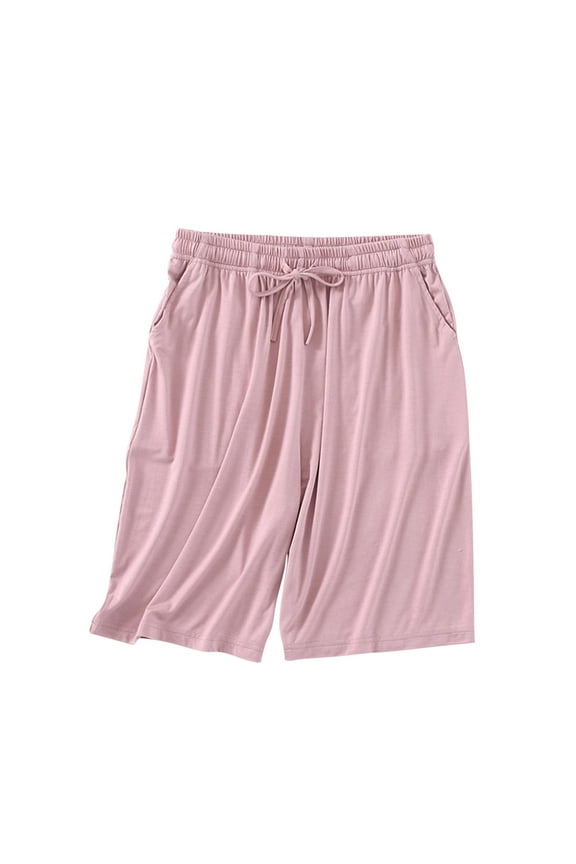 Pajama Bermuda Shorts for Women Comfy Stretch Sleep Shorts Casual Lounge Pants Drawstring Pj Bottoms