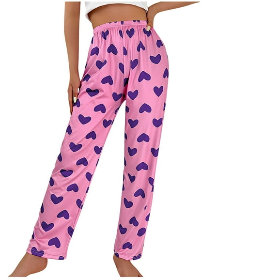 ABATAB Pajama Pants for Women Comfortable Printed Lounge Sleepwear Baggy Loose Sleepwear Casual Wide Leg Pj Bottoms