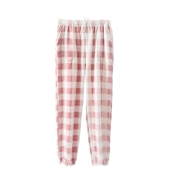 ABATAB Pajama Pants for Women Soft Comfy Plaid Sleepwear Drawstring Casual Baggy Lightweight Cinch Pj Bottom with Pockets