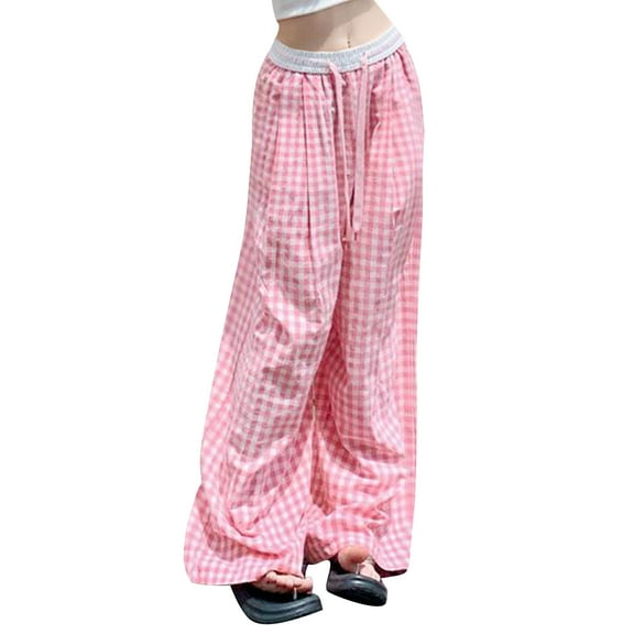 ABATAB Pajama Pants for Women Soft Comfy Wide Leg Plaid Sleepwear Elastic Waisted Casual Baggy Lightweight Beach Pj Bottom