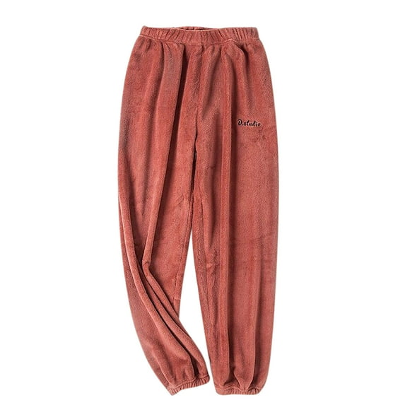 ABATAB Pajama Pants for Women Winter Lounge Sherpa Lined Sleepwear Elastic Waisted Soft Warm Casual Tapered Pj Bottoms