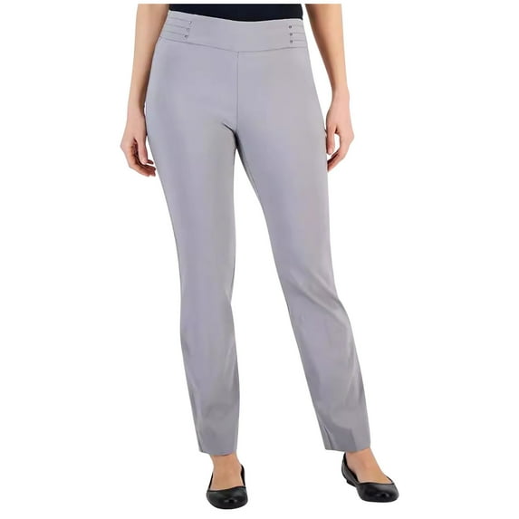 ABATAB Pants for Women with Pockets High Waisted Yoga Comfy Business Pants Stretchy Ankle Length Work Office Trousers
