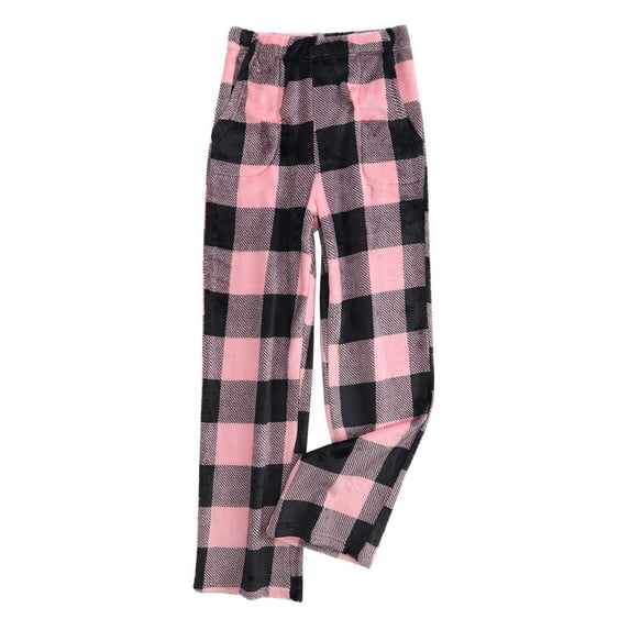 ABATAB Plaid Cute Pajama Pants for Women Warm Casual Elastic Waisted Pj Bottoms Soft Sleep Lounge Pants with Pockets