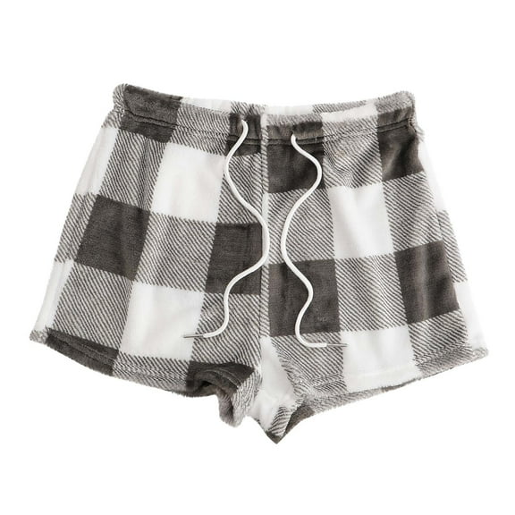 ABATAB Plaid Flannel Pajamas Shorts for Women Comfy Sleep Casual Drawstring Loungewear Trendy Elastic Waist Pj Bottoms