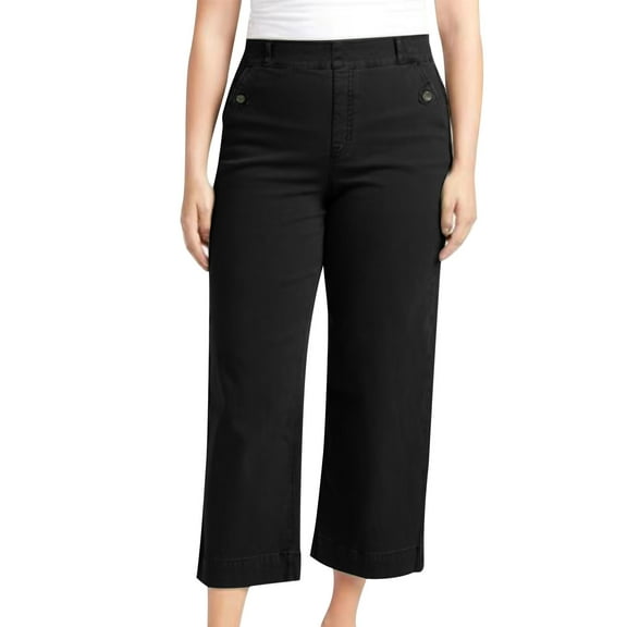 ABATAB Plus Size Capri Pants for Women Summer Casual Wide Leg Work Capris Loose High Waisted Office Dress Crop Pants with Pockets