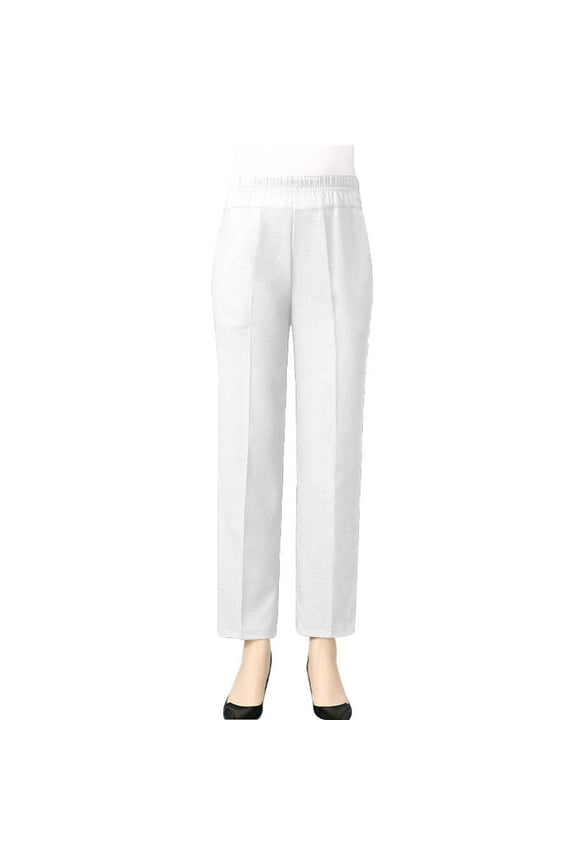 Plus Size Dress Pants for Women Wid Leg Work Pants Stretchy Cotton Linen Business Casual Office Slacks Trousers with Pockets