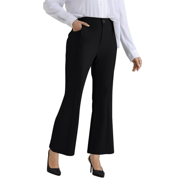 ABATAB Plus Size Flare Dress Pants for Women Business Casual Work Pants High Waist Stretchy Yoga Pants Pull on Office Bootcut Trousers