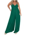 thumbnail image 1 of ABATAB Plus Size Jumpsuits for Women Casual Loose One Piece Rompers Sleeveless Deep V Neck Wide Leg Long Pant Fashion Rompers, 1 of 5