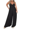 thumbnail image 1 of ABATAB Plus Size Jumpsuits for Women Casual Loose One Piece Rompers Sleeveless Deep V Neck Wide Leg Long Pant Fashion Rompers, 1 of 5