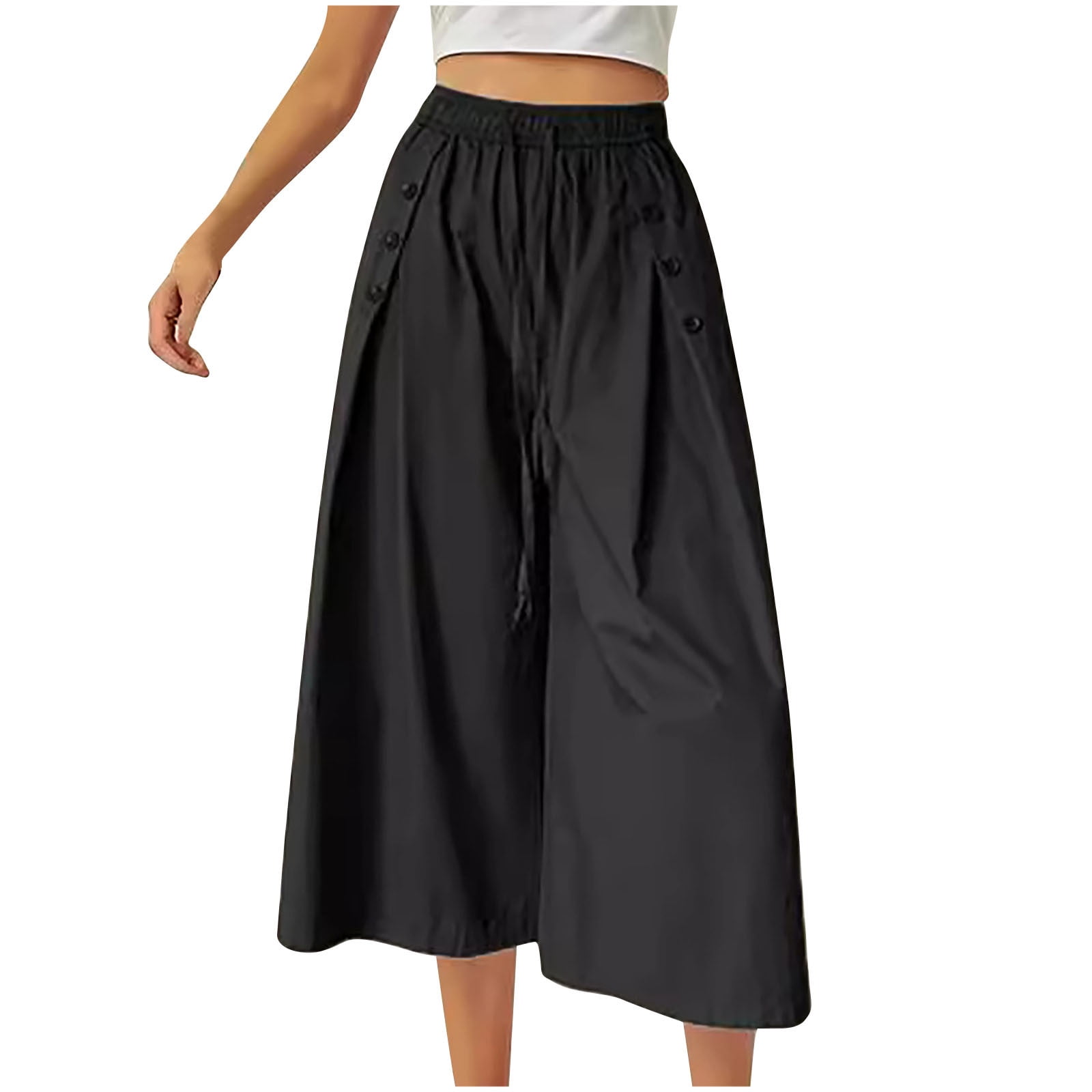 Full Size Roll-Tab Capris Pants