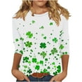 thumbnail image 1 of ABATAB Plus Size St Patricks Day Shirt for Women Shamrock 3/4 Sleeve Crewneck Tshirts St Paddys Day Gift Casual Tee Tops Clothes, 1 of 6