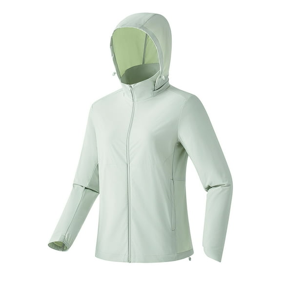 ABATAB Plus Size Sun Shirts for Women Lightweight Fall Long Sleeve Hoodie Jackets with Pockets Soft Zipper Running Athletic Coats(X-Large,Mint Green)