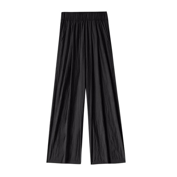 ABATAB Plus Size Wide Leg Pants for Women Flowy Elastic Waist Palazzo Pants Loose Fit Casual Lounge Summer Outfit with Pockets