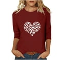 thumbnail image 1 of ABATAB Plus Size Womens 3/4 Sleeve V Neck T Shirts Valentina's Day Spring Shirts Love Heart Printed Gift Casual Tees Clothes, 1 of 6
