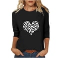 thumbnail image 1 of ABATAB Plus Size Womens 3/4 Sleeve V Neck T Shirts Valentina's Day Spring Shirts Love Heart Printed Gift Casual Tees Clothes, 1 of 6