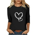 thumbnail image 1 of ABATAB Plus Size Womens 3/4 Sleeve V Neck T Shirts Valentina's Day Spring Shirts Love Heart Printed Gift Casual Tees Clothes, 1 of 6