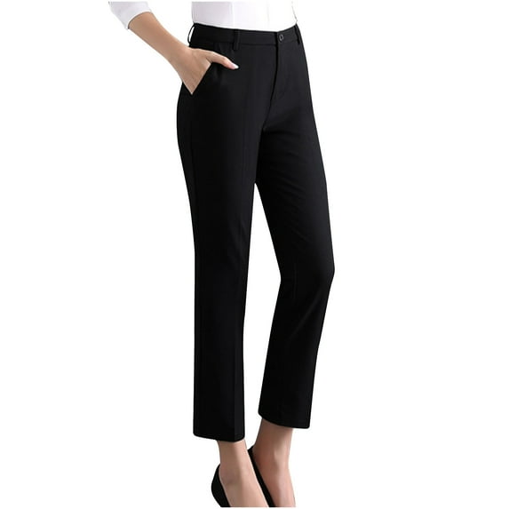 ABATAB Plus Size Work Pants for Women Business Casual Slacks Straight Leg High Waisted Office Trousers with Pockets