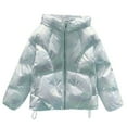 thumbnail image 1 of ABATAB Puffer Jacket for Women Oversized Winter Shiny Padded Quilted Coats with Pockets Fashion Warm Zip up Stand Neck Outerwear(X-Large,Light Blue), 1 of 6