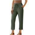 thumbnail image 1 of ABATAB Pull on Capris for Women Dressy Casual Stretch Lightweight Capris Drawstring Cotton Linen Lounge Crop Pants Summer, 1 of 7