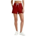thumbnail image 1 of ABATAB Ribbed Shorts for Women Casual Elastic Waisted Pants Drawstring Athletic Running Shorts with Pockets, 1 of 1