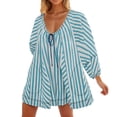 thumbnail image 1 of ABATAB Romper for Womens Casual One Piece Half Sleeve Jumpsuits Front Drawstring Loose Fit Trendy Rompers, 1 of 4