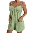 thumbnail image 1 of ABATAB Rompers for Women Casual Sleeveless Wide Leg Summer Jumpsuit Party Club Overalls with Pockets, 1 of 7