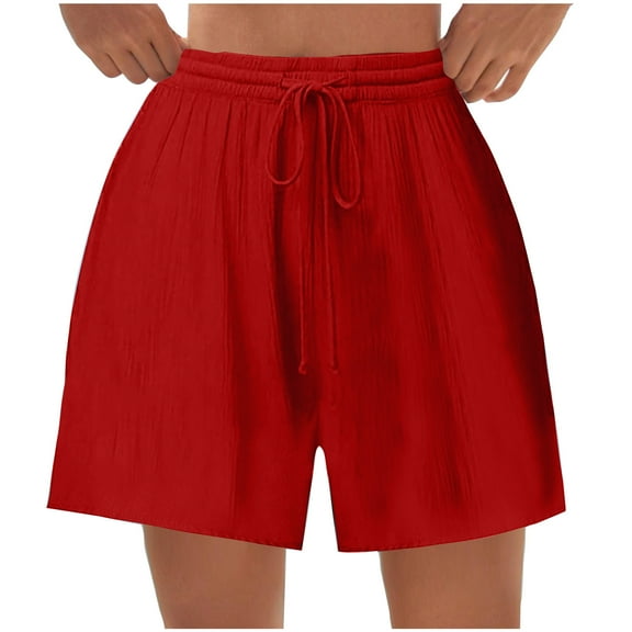 ABATAB Running Shorts for Women Casual Elastic Waisted Shorts Wide Leg Athletic Gym Summer Shorts with Zipper Pockets