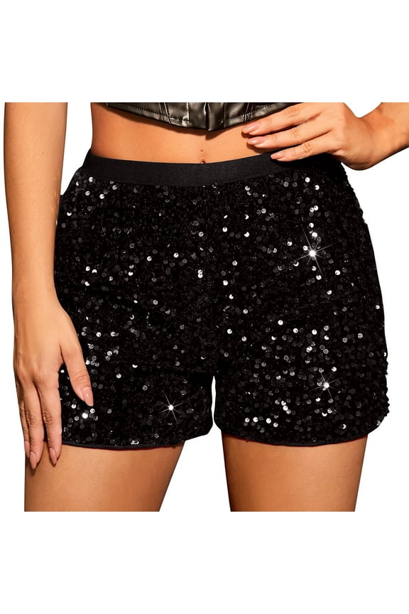 Sequin Shorts for Women Trendy High Waisted Sparkle Glitter Shorts Dressy Party Clubwear Shorts