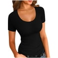 thumbnail image 1 of ABATAB Short Sleeve Shirts for Women Crewneck Slim Fit Tight T Shirts Cute Trendy Summer Tops Clothes for Casual Spring, 1 of 2