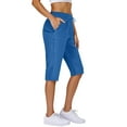thumbnail image 1 of ABATAB Shorts Knee Length for Women Capris Lightweight Hiking Short Elastic Waisted Drawstring with Pockets, 1 of 5