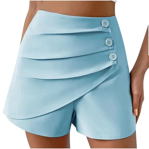 ABATAB Shorts for Women Button down Casual Ruched Shorts High Waist Baggy Trendy Dressy Work Business Shorts