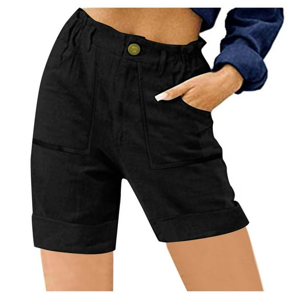ABATAB Shorts for Women Dressy Summer High Waisted Solid Shorts Casual Stretchy Dressy Shorts with Pockets