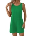 thumbnail image 1 of ABATAB Womens Casual Rompers Summer Sleeveless Jumpsuits Solid Color Wide Leg Beach Overalls Shorts with Pockets, 1 of 7