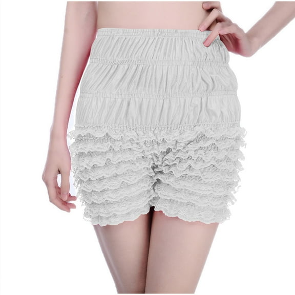 ABATAB Shorts for Women Trendy High Waisted Ruffle Tiered Shorts Going out Cute Lace Layered Fashion Bloomers