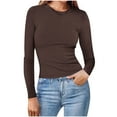 thumbnail image 1 of ABATAB Spring Shirts for Women Long Sleeve Ribbed Knit Basic Top Soft Lightweight Crewneck Shirt Casual Clothes, 1 of 6