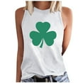 thumbnail image 1 of ABATAB St. Patrick's Day Shirt for Women Casual Crewneck Sleeveless Tank Tops Graphic Clover Tee, 1 of 6