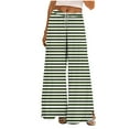 thumbnail image 1 of ABATAB Striped Wide Leg Pants Woman Low Waisted Pull on Slacks Casual Side Splits Lounge Comfy Loose Fit Pants with Pockets, 1 of 5