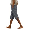 thumbnail image 1 of ABATAB Summer Capri Pants for Women Vacation Cotton Linen Capris Drawstring Side Split Lounge Trousers Clothes, 1 of 6