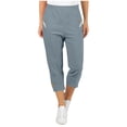 thumbnail image 1 of ABATAB Summer Capri Pants for Women Button Elastic Waisted Yoga Capris Casual Loose Fit Lounge Travel Crop Trousers with Pockets, 1 of 7